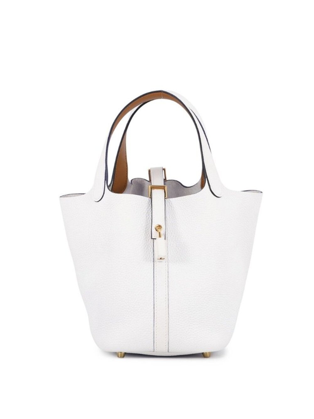 Hermes Handbag Picotin Lock PM Eclat New White Sesame Gold Taurillon Clemence